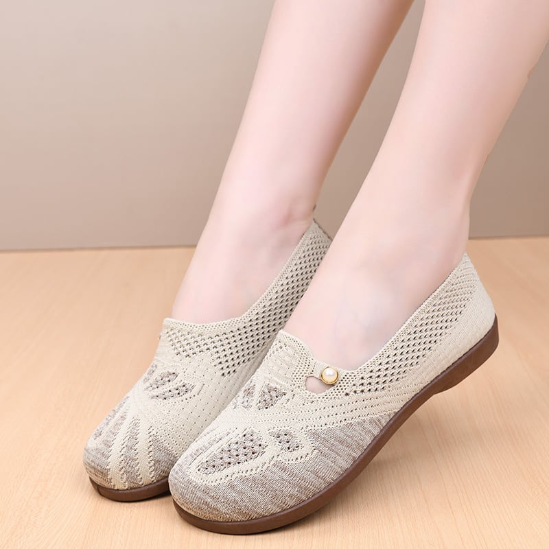 Ženske slip-on cipele od pletene gornje strane, prozračne, udobne casual loafers s mekom potplatom, ljeto 2026