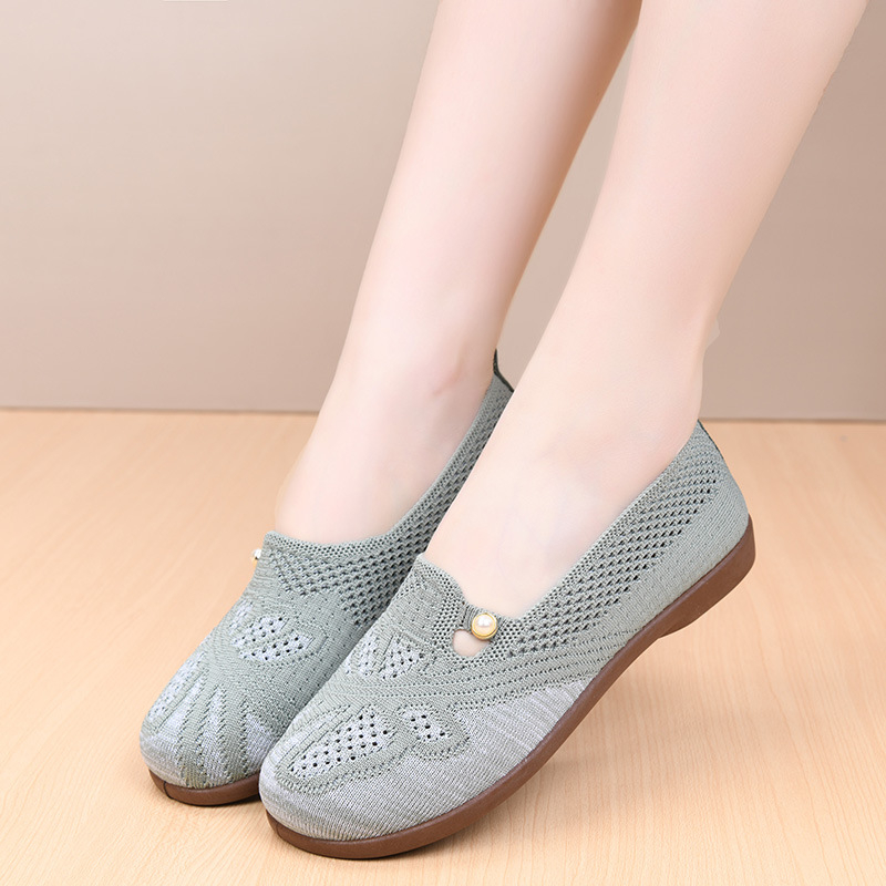 Ženske slip-on cipele od pletene gornje strane, prozračne, udobne casual loafers s mekom potplatom, ljeto 2026
