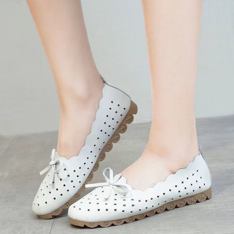 Γυναικείες slip-on φλατ παπούτσια για άνοιξη-φθινόπωρο, λευκές, PU επάνω, PVC σόλα