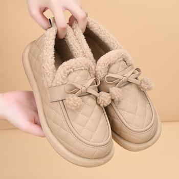 Zimné dámske bavlnené topánky s plyšovou podšívkou, hrubou podrážkou, protišmykové, teplé
