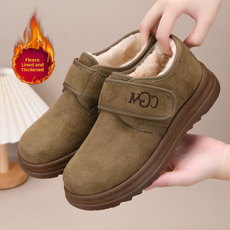 Dámske zimné topánky s mäkkou podrážkou, fleecová podšívka, teplé, protišmykové, slip-on s Velcro zapínaním