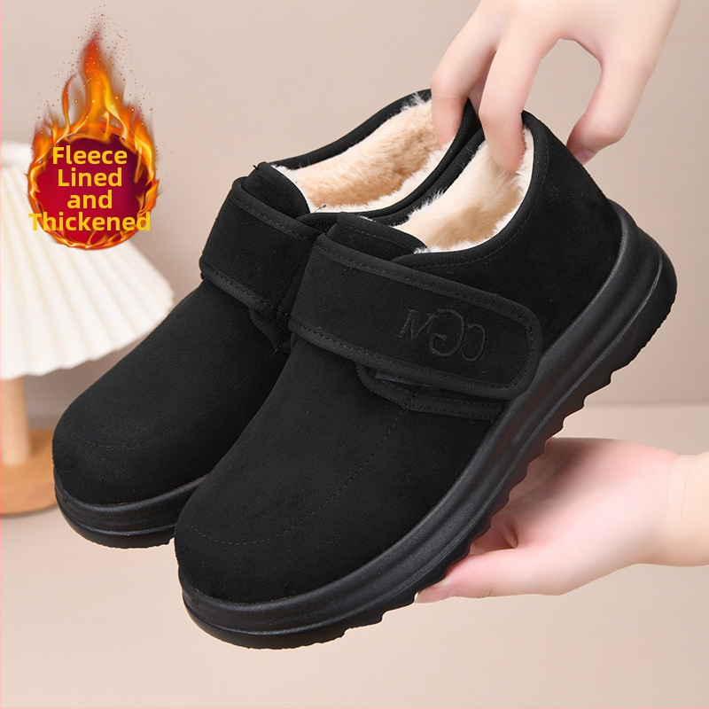 Dámske zimné topánky s mäkkou podrážkou, fleecová podšívka, teplé, protišmykové, slip-on s Velcro zapínaním