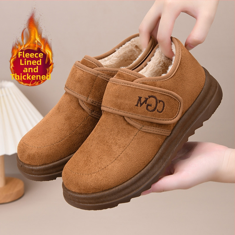 Dámske zimné topánky s mäkkou podrážkou, fleecová podšívka, teplé, protišmykové, slip-on s Velcro zapínaním