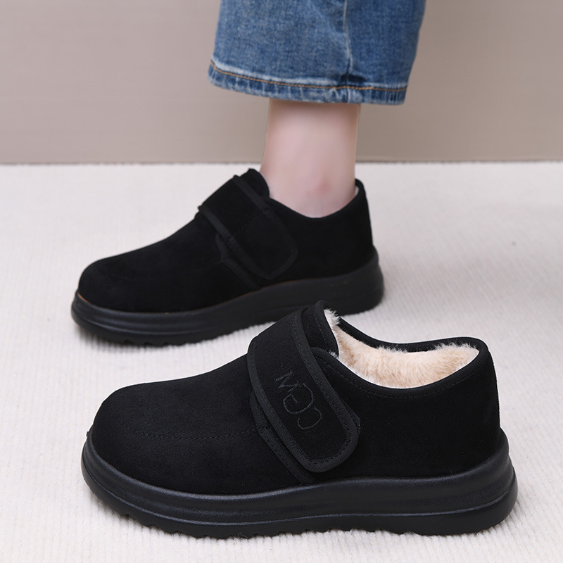 Dámske zimné topánky s mäkkou podrážkou, fleecová podšívka, teplé, protišmykové, slip-on s Velcro zapínaním