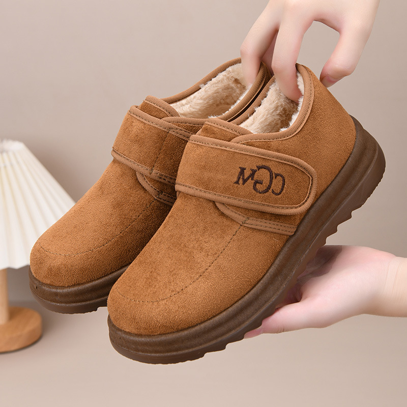 Dámske zimné topánky s mäkkou podrážkou, fleecová podšívka, teplé, protišmykové, slip-on s Velcro zapínaním