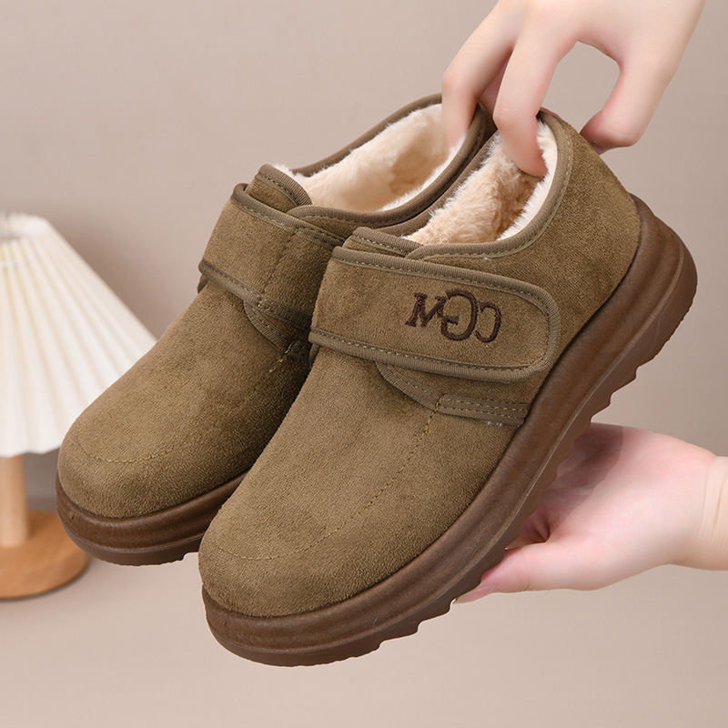 Dámske zimné topánky s mäkkou podrážkou, fleecová podšívka, teplé, protišmykové, slip-on s Velcro zapínaním