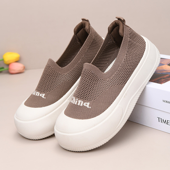 Ženske ljetne slip-on cipele s debelom potplatom, prozračan tekstilni gornji dio