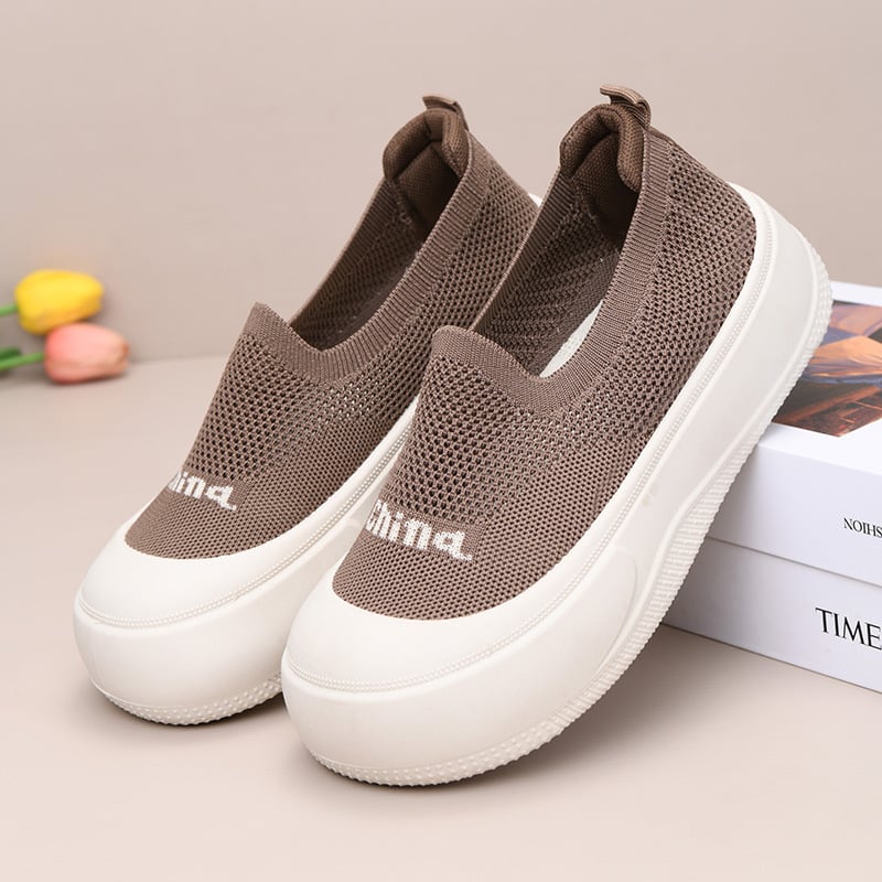 Ženske ljetne slip-on cipele s debelom potplatom, prozračan tekstilni gornji dio