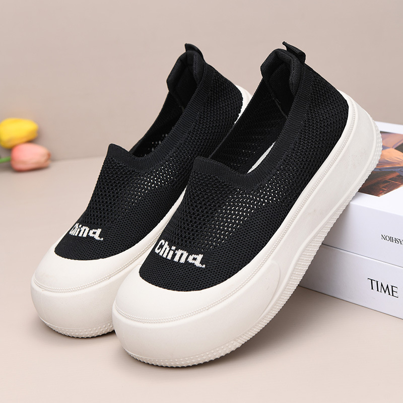 Ženske ljetne slip-on cipele s debelom potplatom, prozračan tekstilni gornji dio