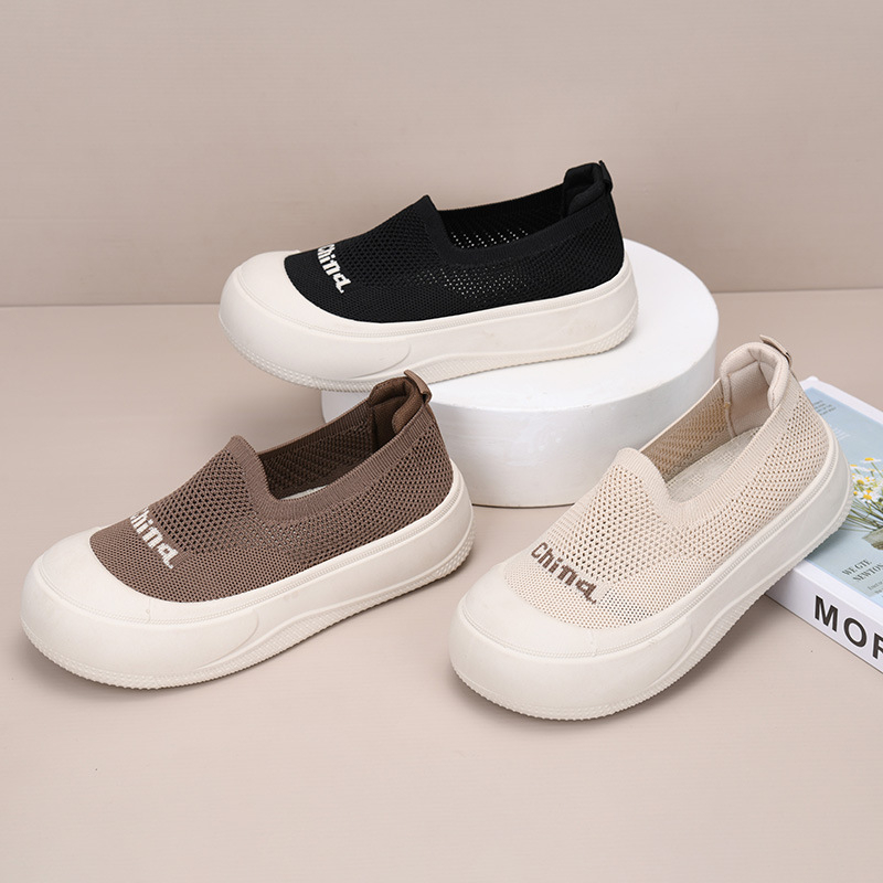 Ženske ljetne slip-on cipele s debelom potplatom, prozračan tekstilni gornji dio