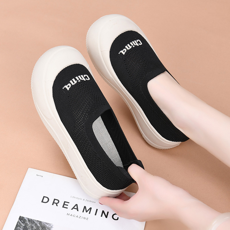 Ženske ljetne slip-on cipele s debelom potplatom, prozračan tekstilni gornji dio