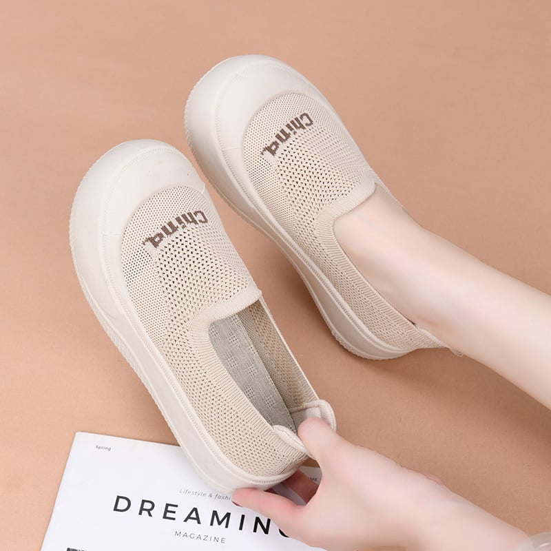 Ženske ljetne slip-on cipele s debelom potplatom, prozračan tekstilni gornji dio