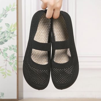 Nyári női hálószövetes slip-on cipő, lélegző felsőrész, PVC talp, csúszásmentes, kerek orr, alacsony profil