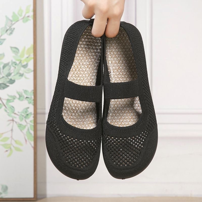 Nyári női hálószövetes slip-on cipő, lélegző felsőrész, PVC talp, csúszásmentes, kerek orr, alacsony profil