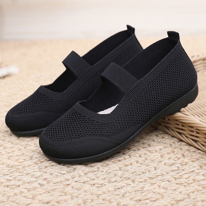 Nyári női hálószövetes slip-on cipő, lélegző felsőrész, PVC talp, csúszásmentes, kerek orr, alacsony profil