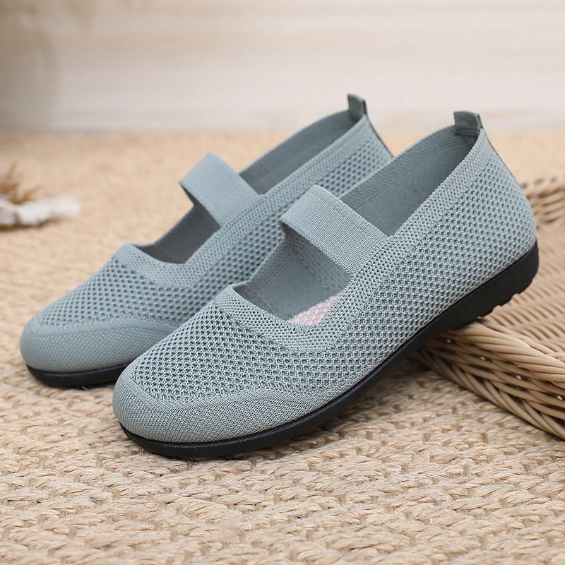 Nyári női hálószövetes slip-on cipő, lélegző felsőrész, PVC talp, csúszásmentes, kerek orr, alacsony profil
