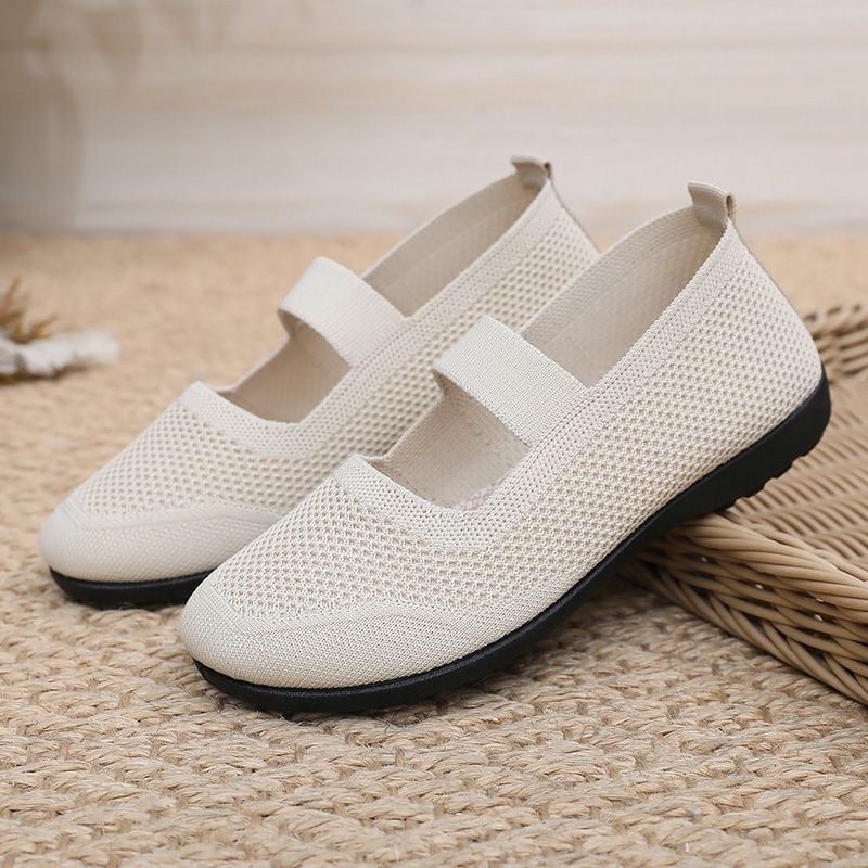 Nyári női hálószövetes slip-on cipő, lélegző felsőrész, PVC talp, csúszásmentes, kerek orr, alacsony profil