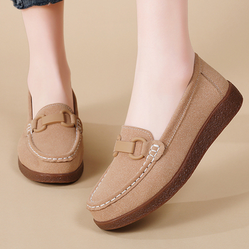 Νέου στυλ γυναικείες slip-on με επίπεδη σόλα για άνοιξη-καλοκαίρι, εξαιρετικά μαλακές και άνετες, σουέντ δέρμα