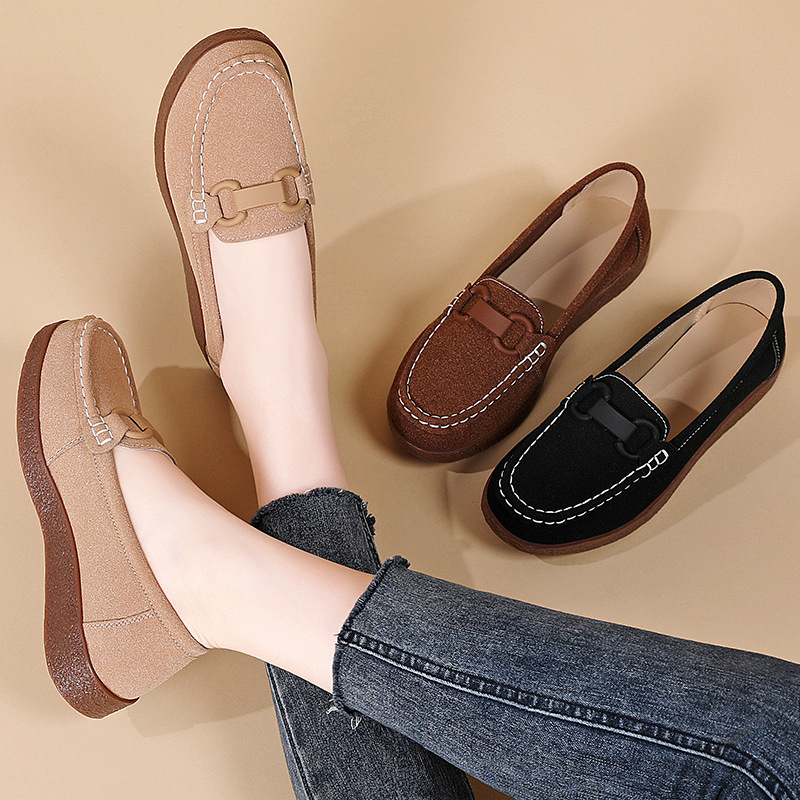 Νέου στυλ γυναικείες slip-on με επίπεδη σόλα για άνοιξη-καλοκαίρι, εξαιρετικά μαλακές και άνετες, σουέντ δέρμα