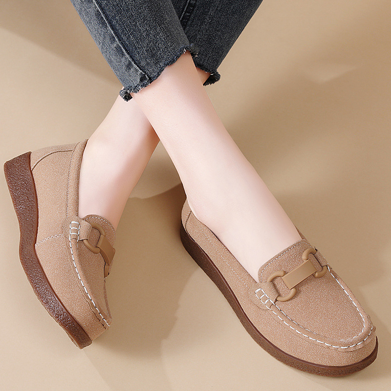 Νέου στυλ γυναικείες slip-on με επίπεδη σόλα για άνοιξη-καλοκαίρι, εξαιρετικά μαλακές και άνετες, σουέντ δέρμα