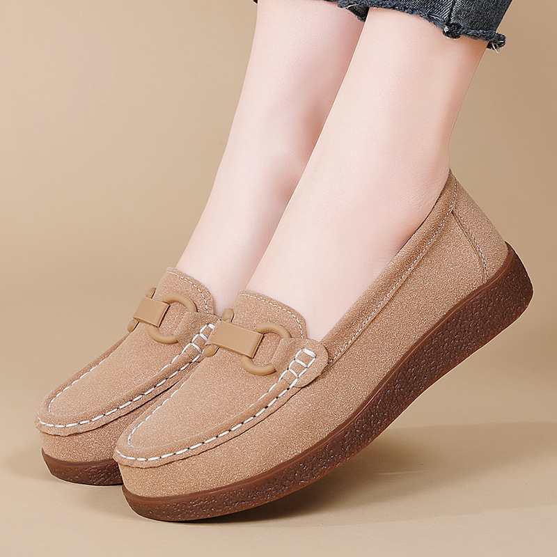 Νέου στυλ γυναικείες slip-on με επίπεδη σόλα για άνοιξη-καλοκαίρι, εξαιρετικά μαλακές και άνετες, σουέντ δέρμα
