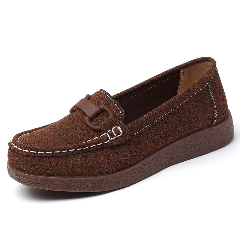 Νέου στυλ γυναικείες slip-on με επίπεδη σόλα για άνοιξη-καλοκαίρι, εξαιρετικά μαλακές και άνετες, σουέντ δέρμα