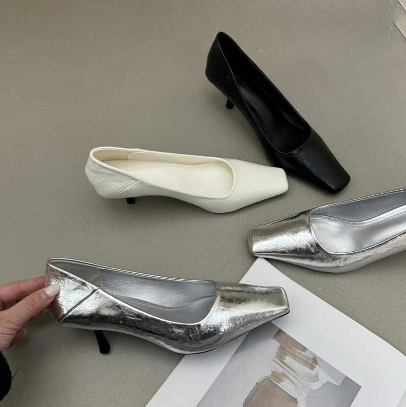Ženske cipele s kvadratnim prstom, francuskog stila, srednji pet 3–6 cm, slip-on, svakodnevna upotreba, proljeće 2026