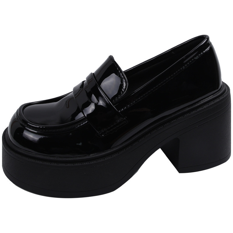Ženske Mary Jane loaferice s debelim potpeticama i zaobljenim vrhom, britanski stil