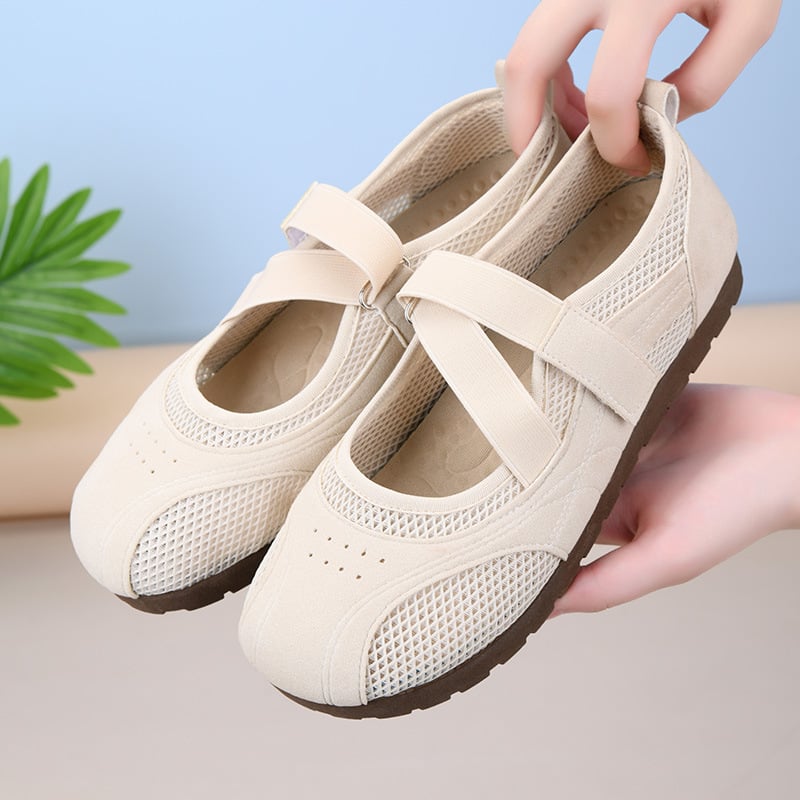 Ženske Mary Jane cipele, slip-on s Velcro zatvaračem, prozračna mrežasta gornja strana, ljeto 2026, casual udobne cipele, niski potplat 1–3 cm