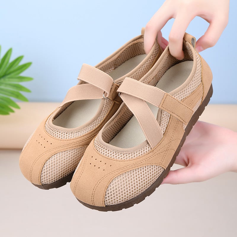 Ženske Mary Jane cipele, slip-on s Velcro zatvaračem, prozračna mrežasta gornja strana, ljeto 2026, casual udobne cipele, niski potplat 1–3 cm