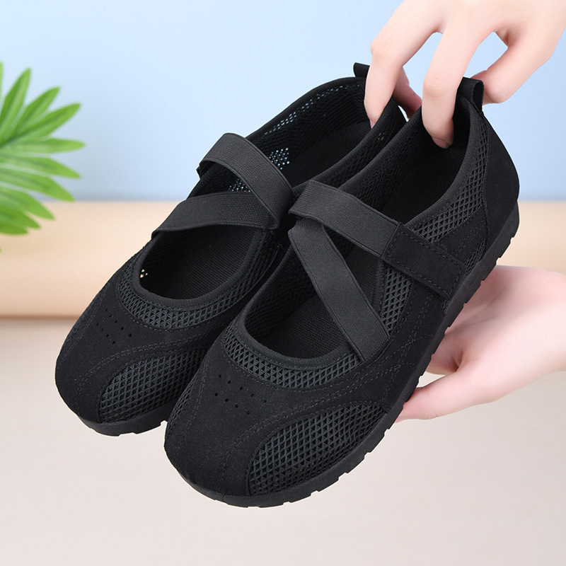 Ženske Mary Jane cipele, slip-on s Velcro zatvaračem, prozračna mrežasta gornja strana, ljeto 2026, casual udobne cipele, niski potplat 1–3 cm