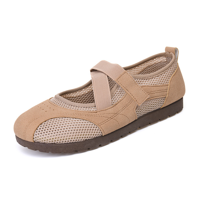 Ženske Mary Jane cipele, slip-on s Velcro zatvaračem, prozračna mrežasta gornja strana, ljeto 2026, casual udobne cipele, niski potplat 1–3 cm
