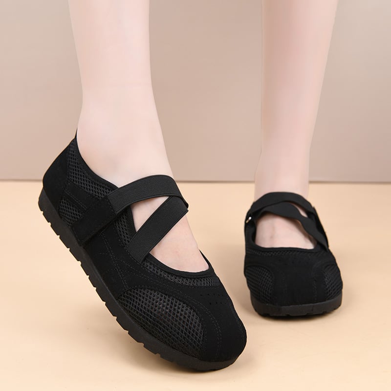 Ženske Mary Jane cipele, slip-on s Velcro zatvaračem, prozračna mrežasta gornja strana, ljeto 2026, casual udobne cipele, niski potplat 1–3 cm