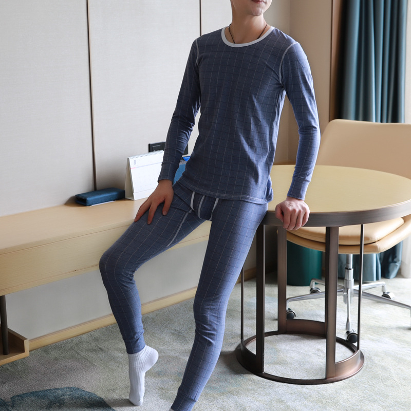 Muški pamukasti termalni komplet za jesen i zimu, slim fit, korejskog stila, gornji dio i hlače za bazni sloj