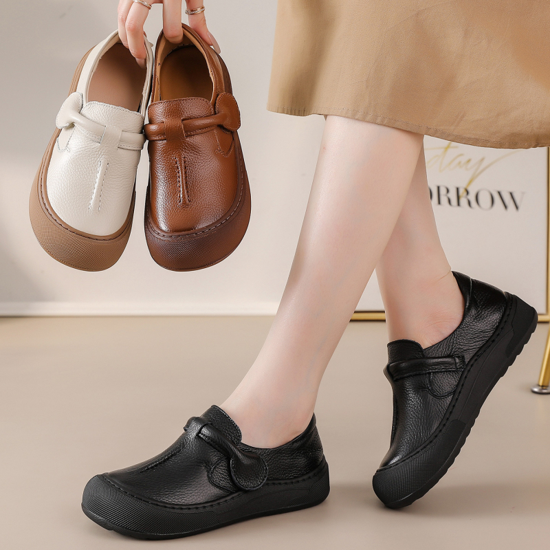 Ženske loaferice od prve kože tele – meka taban, retro slip-on