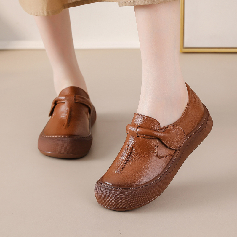 Ženske loaferice od prve kože tele – meka taban, retro slip-on