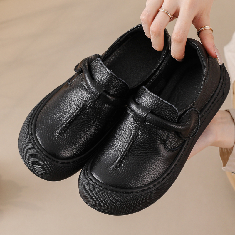 Ženske loaferice od prve kože tele – meka taban, retro slip-on