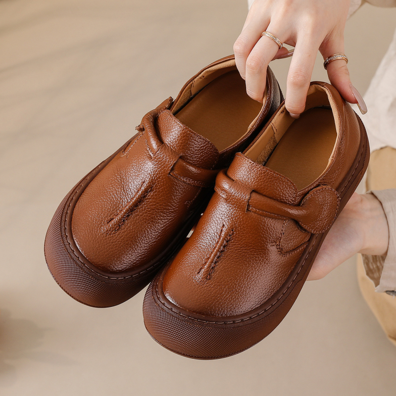 Ženske loaferice od prve kože tele – meka taban, retro slip-on