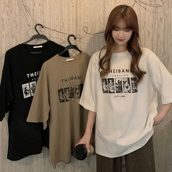 Harajuku stil opušteni ženski kratki rukav majica, ljeto, korejski casual top, plus veličina