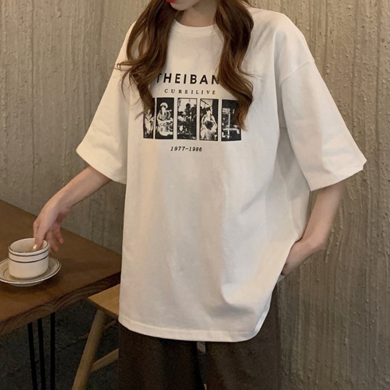Harajuku stil opušteni ženski kratki rukav majica, ljeto, korejski casual top, plus veličina