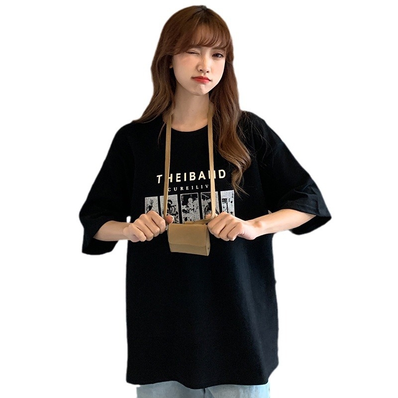 Harajuku stil opušteni ženski kratki rukav majica, ljeto, korejski casual top, plus veličina