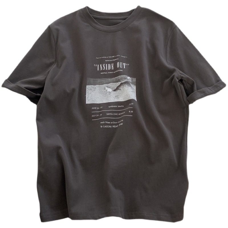 Ženski pamučni T-shirt kratkih rukava, korejskog stila, opuštena silueta, okrugli izrez, kod 23039, ljeto 2026