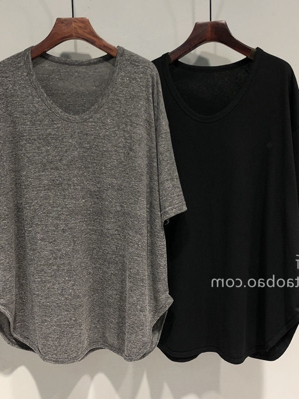 Ženski T-shirt s V-izrezom, kratki rukavi, srednja duljina, udoban kroj, jednobojna, korejski stil, plus size, ljetni