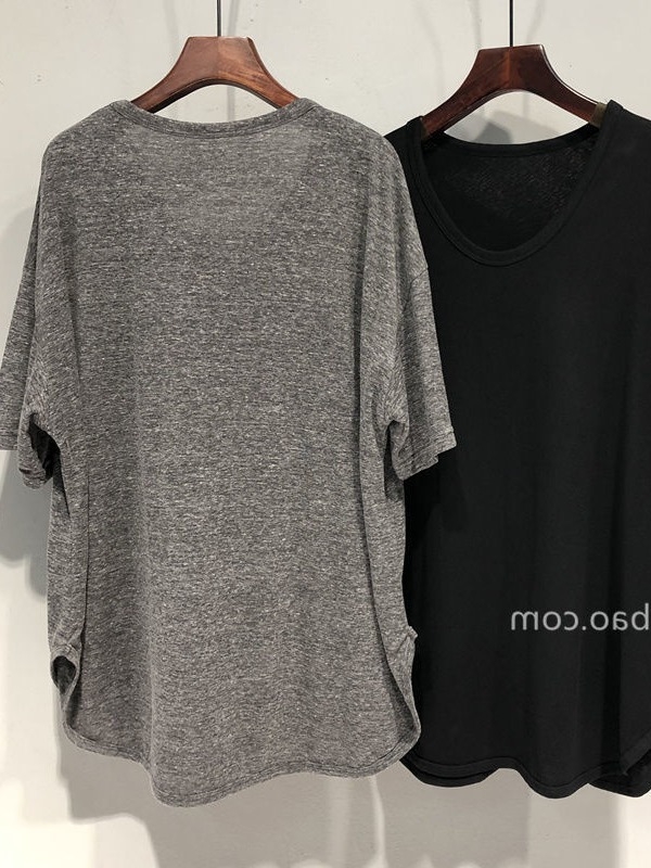 Ženski T-shirt s V-izrezom, kratki rukavi, srednja duljina, udoban kroj, jednobojna, korejski stil, plus size, ljetni