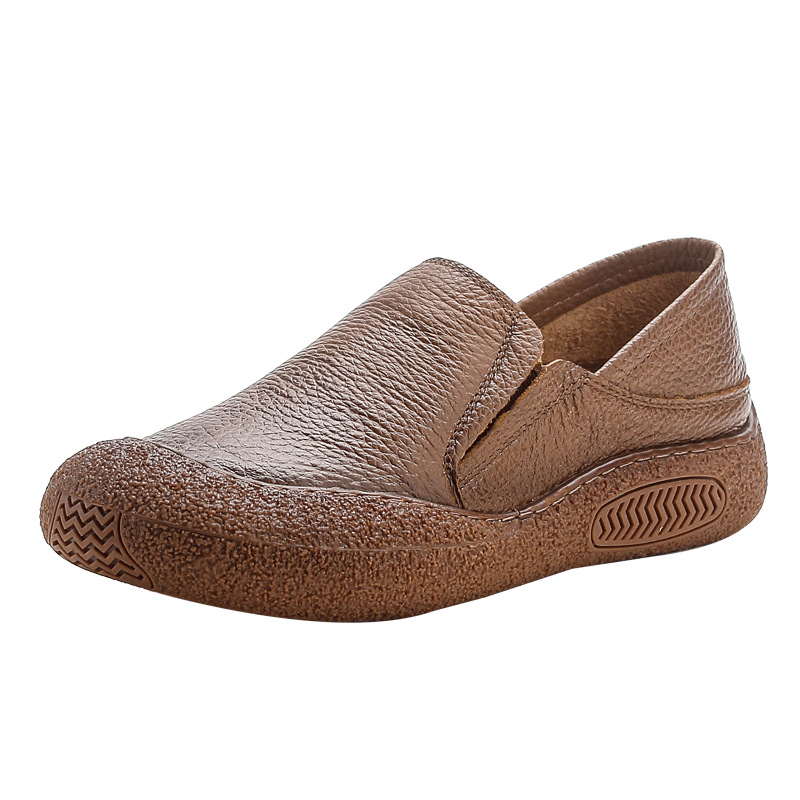 Ženske mokasice od kože prve klase, udobna mekana potplata, retro stil, slip-on, okrugli zaobljeni nos
