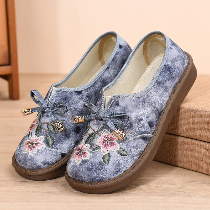Ženske casual ravne cipele s mekom potplatom, Hanfu stil, svakodnevna upotreba, cvjetni uzorak, gornji dio od tekstila