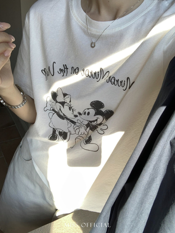 Miss Misi Home Ženska majica s Mickey Mouse motivom, kratkih rukava, okrugli izrez, korejski casual stil, 51001, proljeće 2026