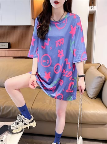 2026 proljeće-ljeto, opuštenog kroja, plus veličina, srednje duljine, kratki rukav, ženski T-shirt u korejskom stilu