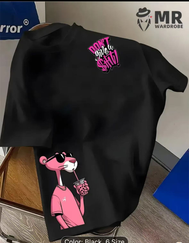 Unisex pamučna majica s ružičastim leopard printom, kratkih rukava, okruglim izrezom, opuštenim krojem