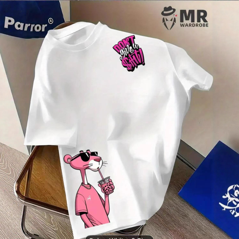 Unisex pamučna majica s ružičastim leopard printom, kratkih rukava, okruglim izrezom, opuštenim krojem